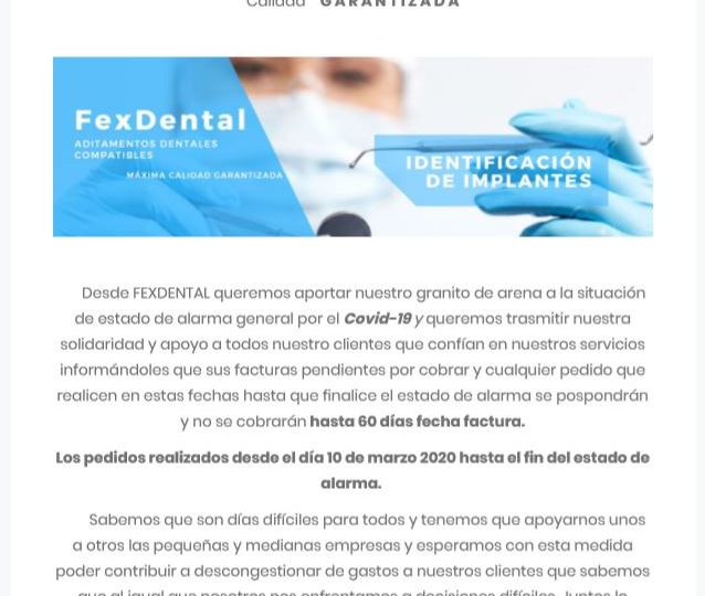 Comunicado FexDental Clientes Covid-19